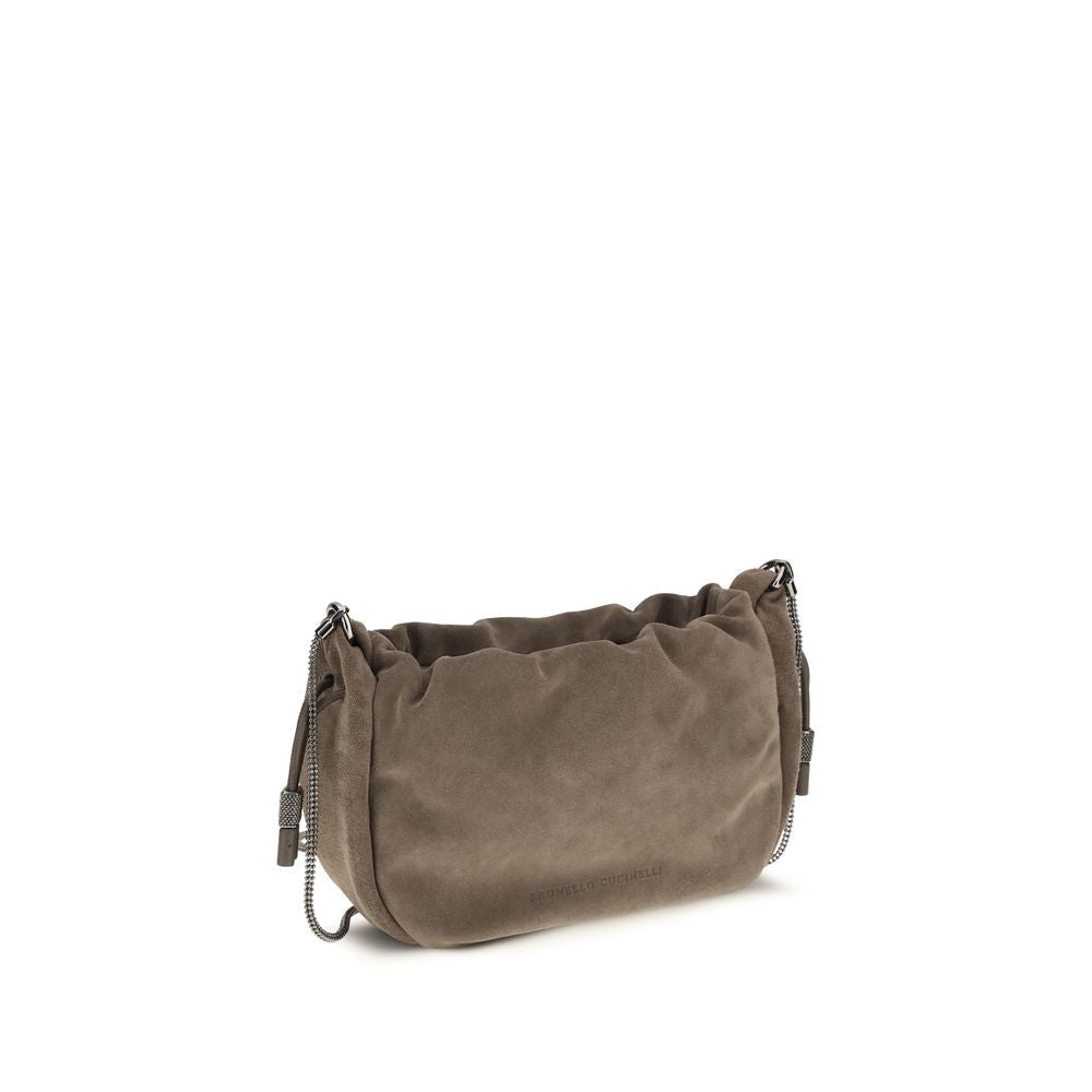 Brunello Cucinelli Brown Suede Shoulder Bag