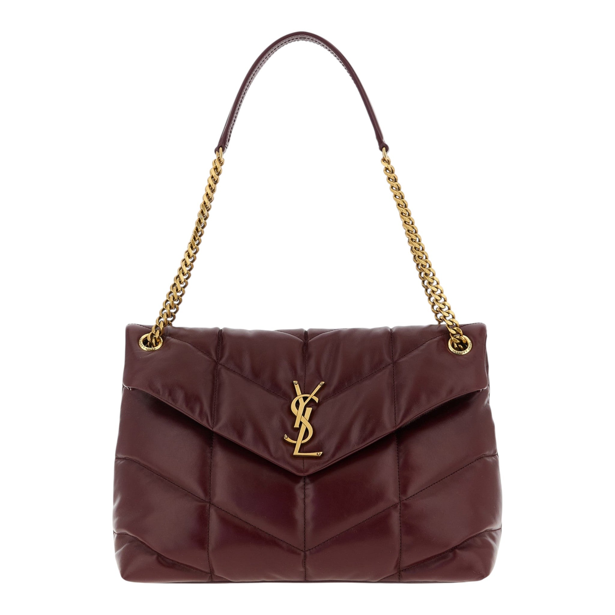 Saint Laurent Bordeaux Puffer Nappa Shoulder Bag