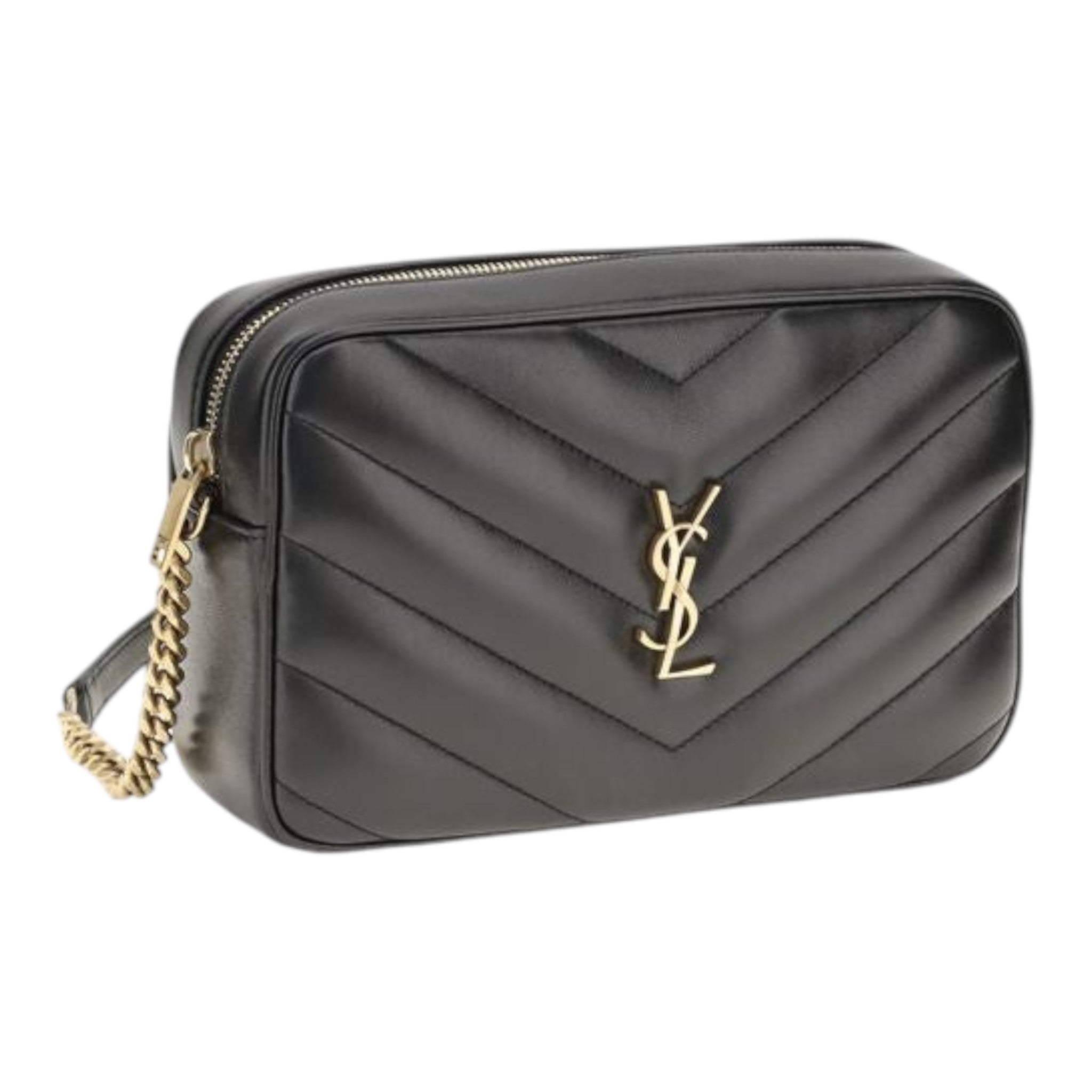 Saint Laurent Black LouLou Matelassé Crossbody Bag