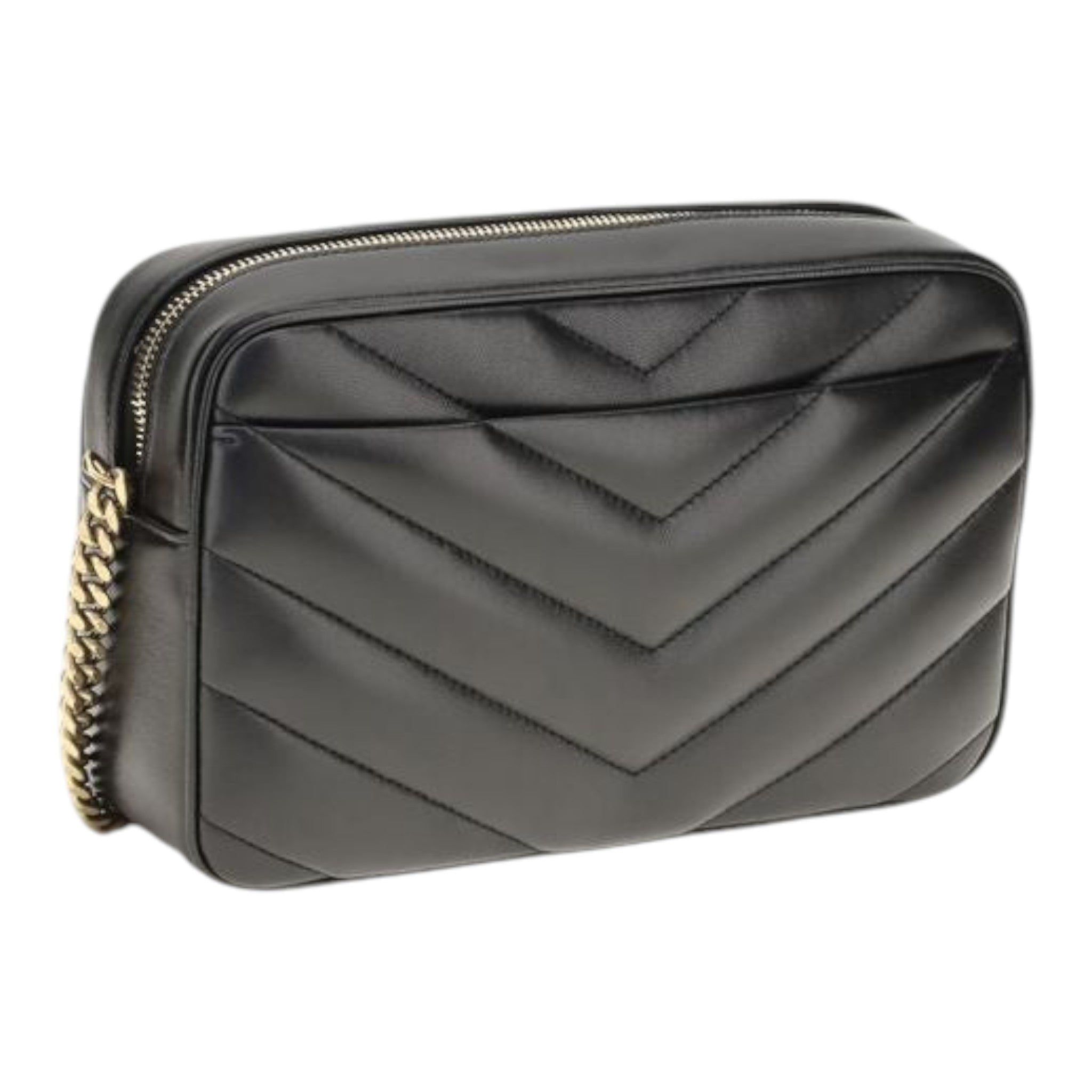 Saint Laurent Black LouLou Matelassé Crossbody Bag