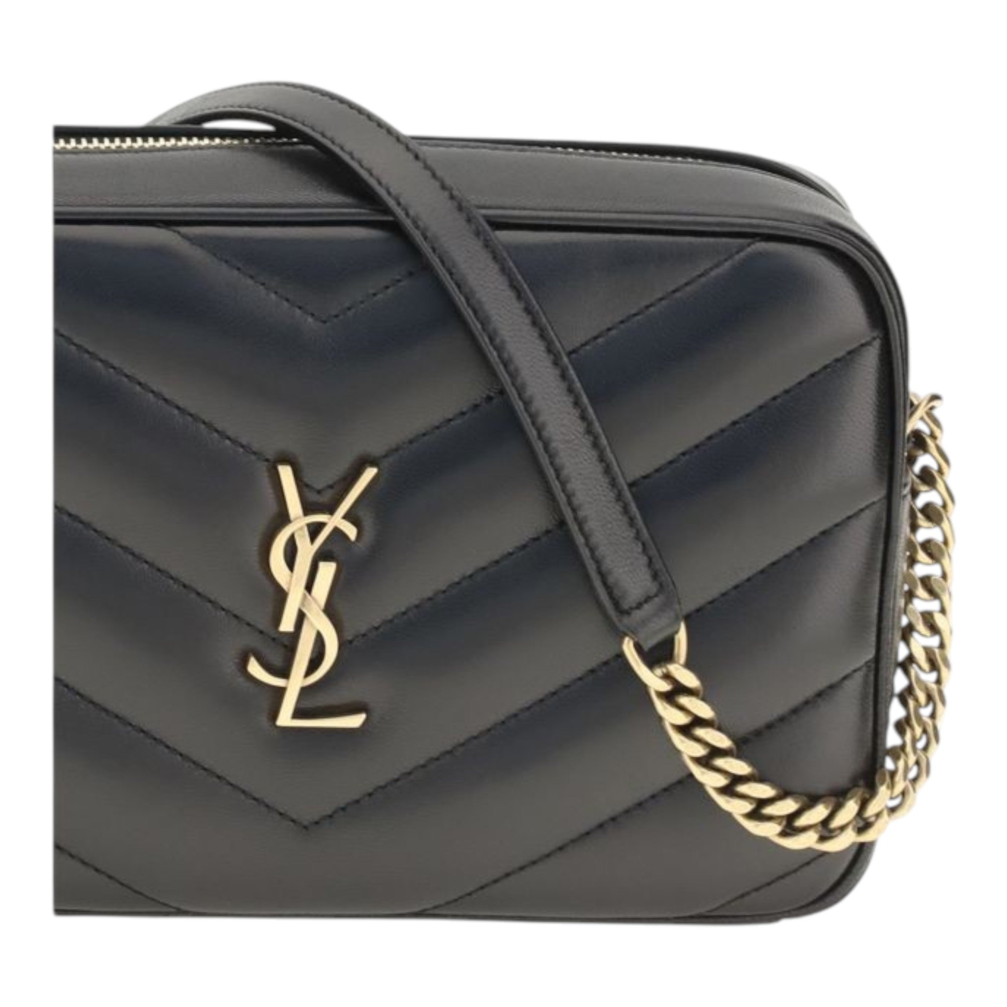 Saint Laurent Black LouLou Matelassé Crossbody Bag