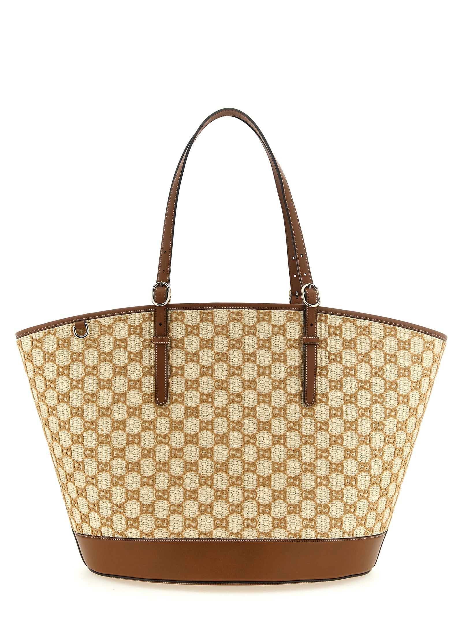 Gucci Brown Raffia Tote Bag