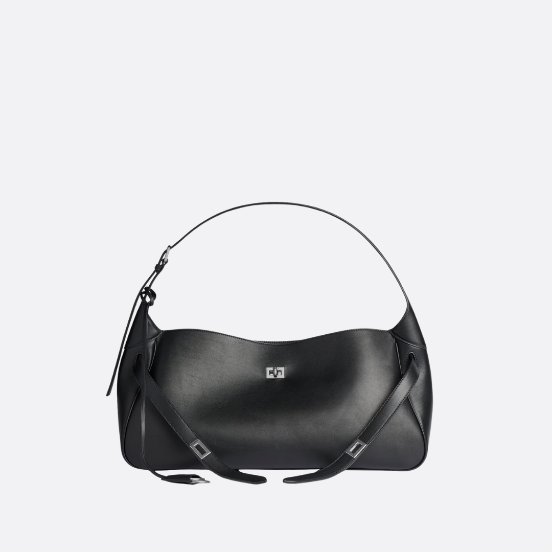 Balenciaga Bel Air Medium Shoulder Bag In Black Calf Leather