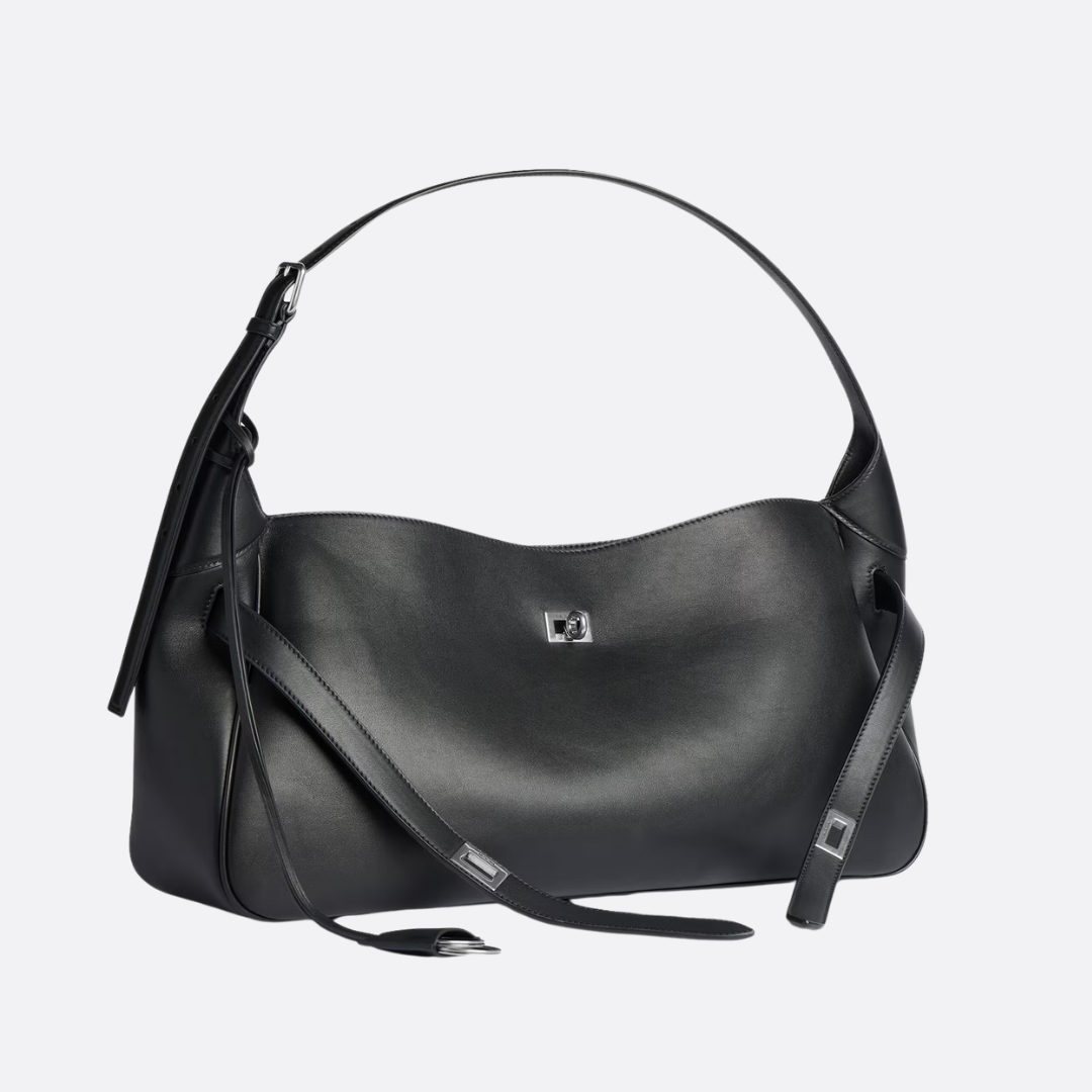 Balenciaga Bel Air Medium Shoulder Bag In Black Calf Leather