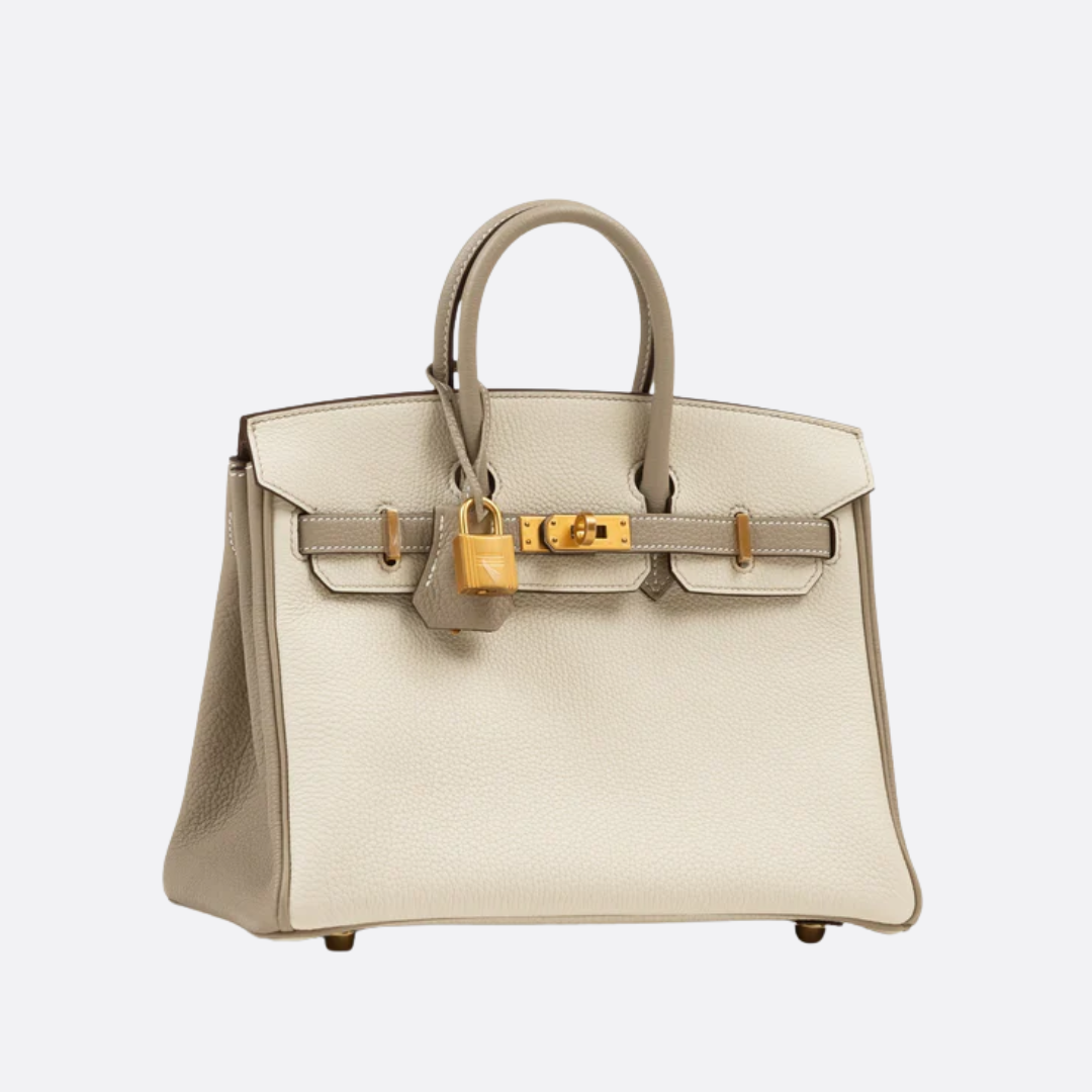 Hermès Birkin 25 Hss Bag In Chalk / Dove Grey Togo Leather