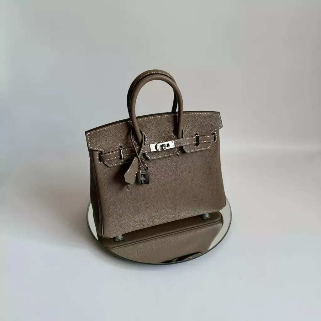 Hermès Birkin 25 Hss Bag In Chalk / Dove Grey Togo Leather