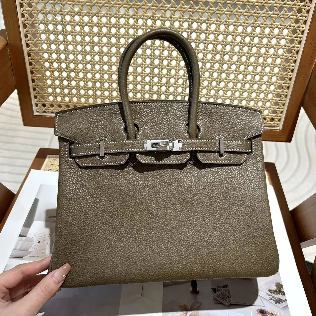 Hermès Birkin 25 Hss Bag In Chalk / Dove Grey Togo Leather