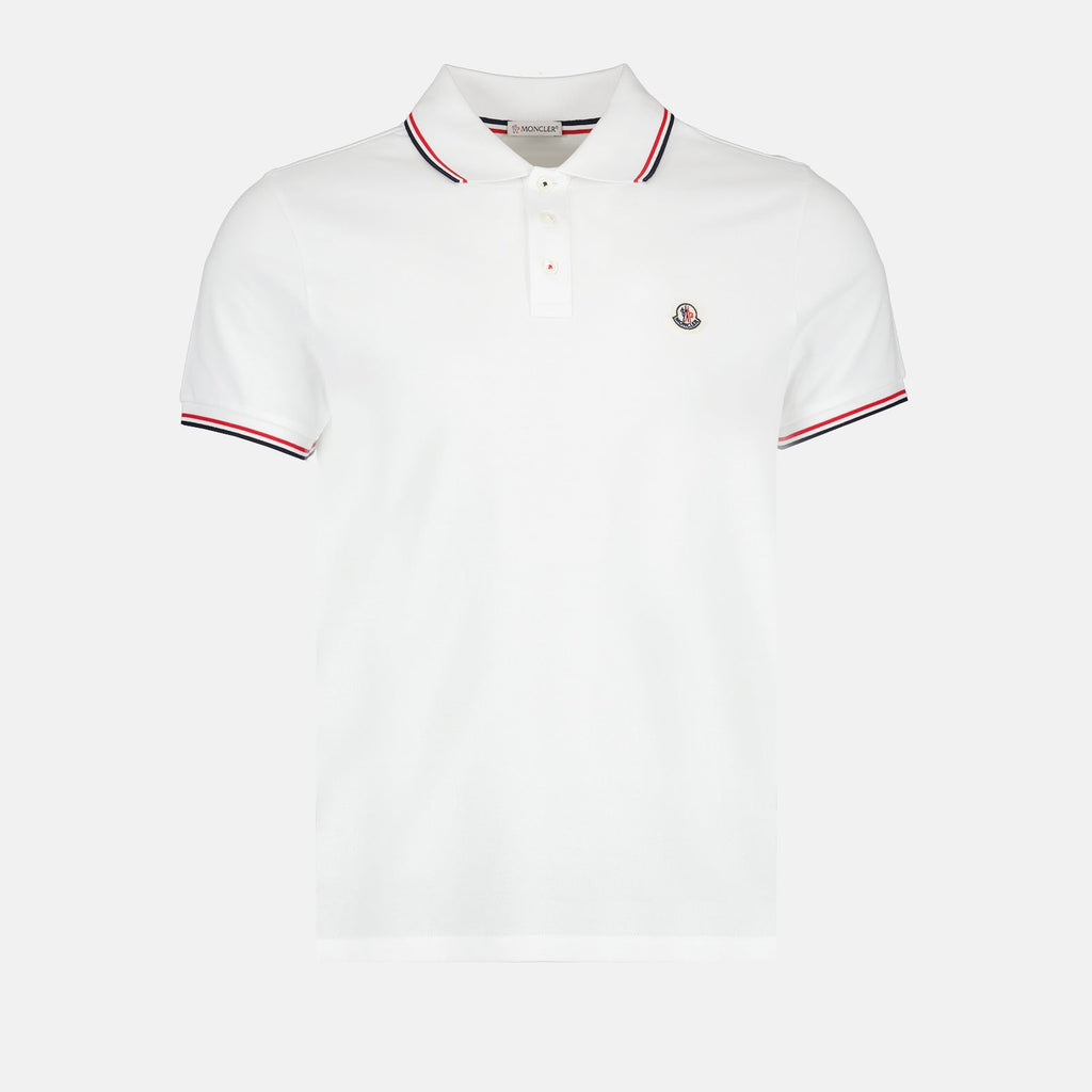Classic White Polo Shirt with Signature Tricolor Trim