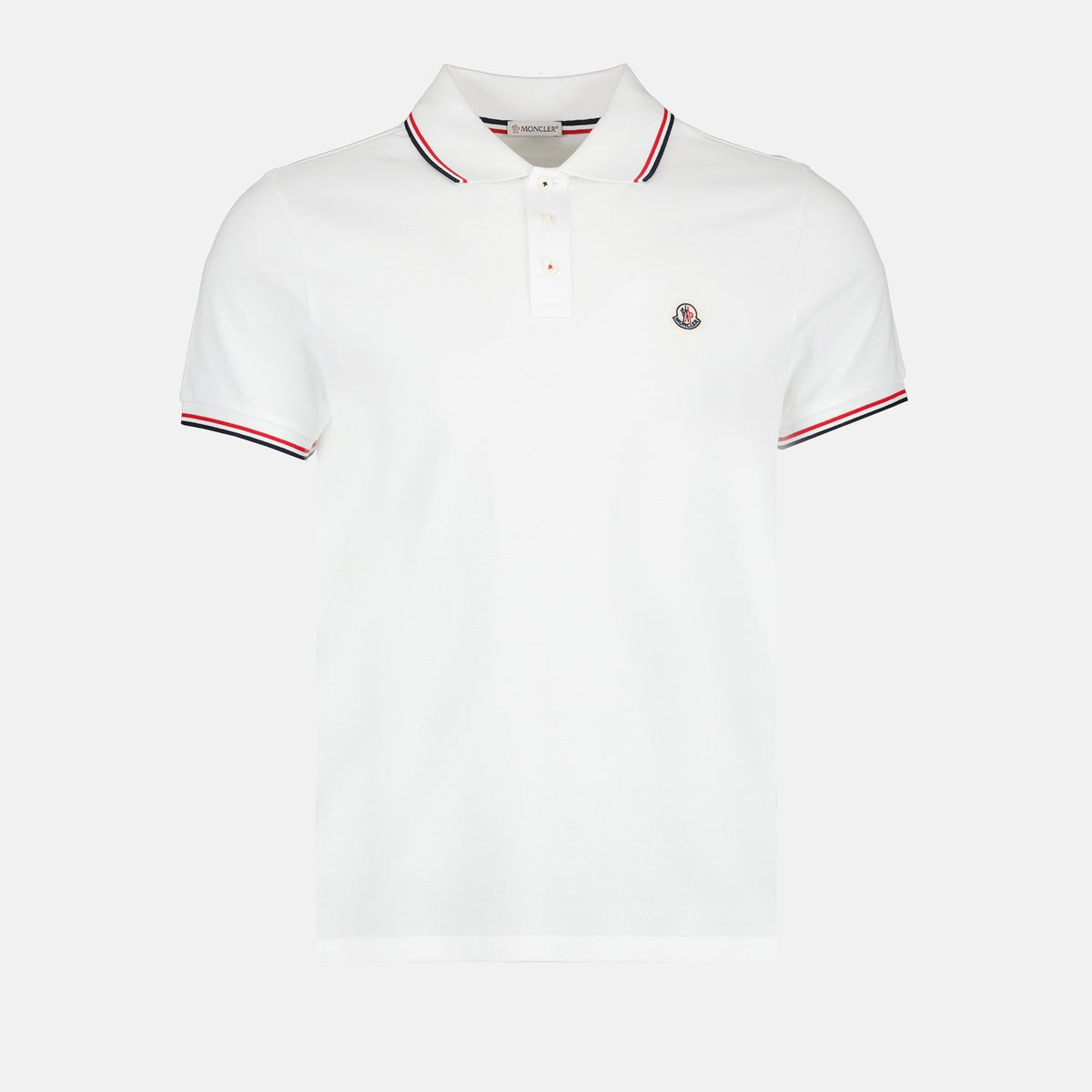 Classic White Polo Shirt with Signature Tricolor Trim