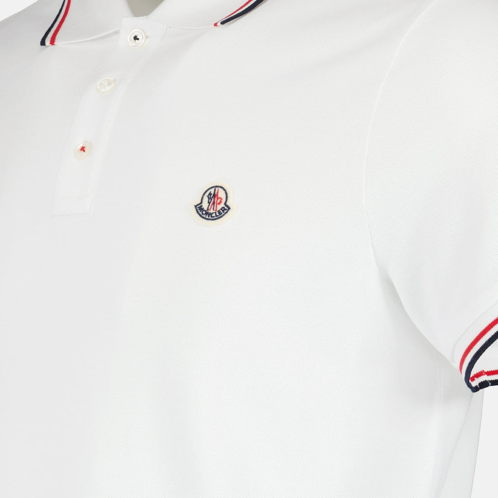 Classic White Polo Shirt with Signature Tricolor Trim