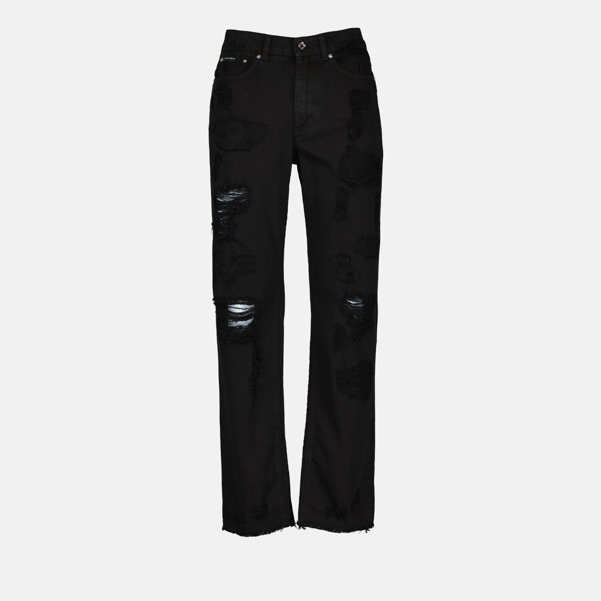 Distressed Black Slim-Fit Jeans