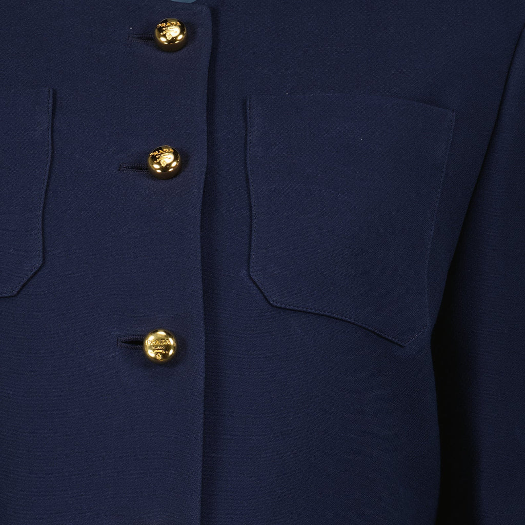 Cropped Structured Jacket with Gold Buttons
