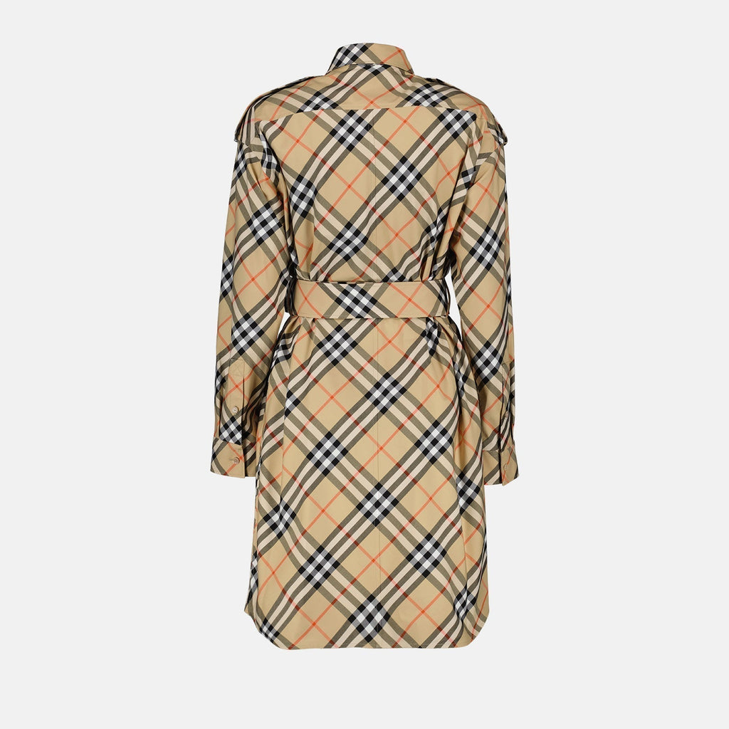 Check Print Belted Shirt Dress