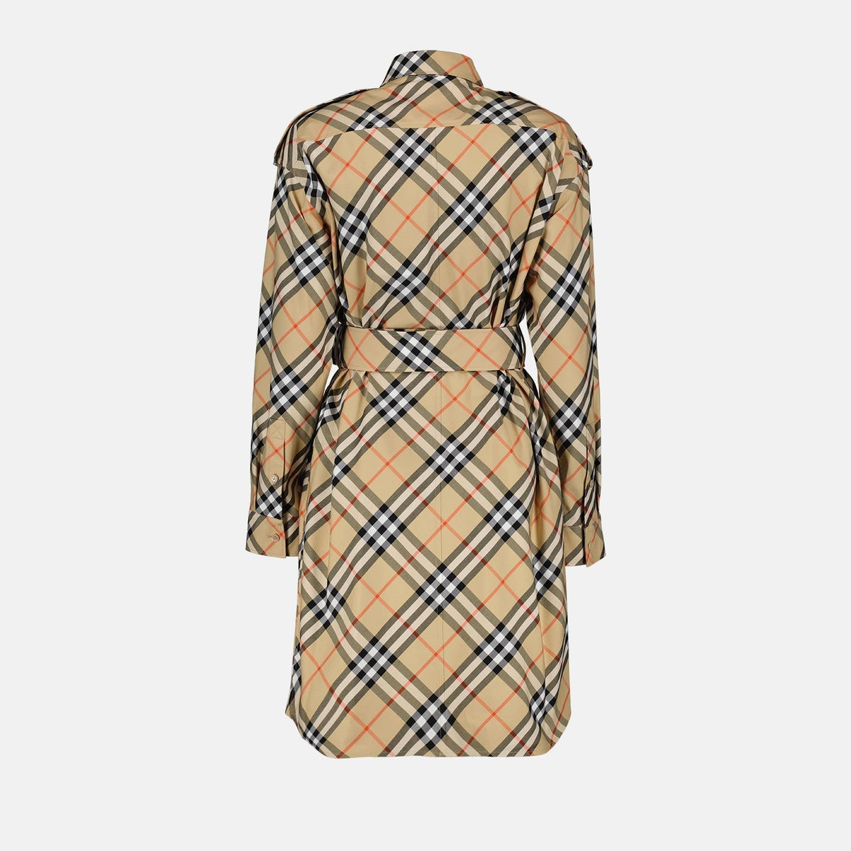 Check Print Belted Shirt Dress