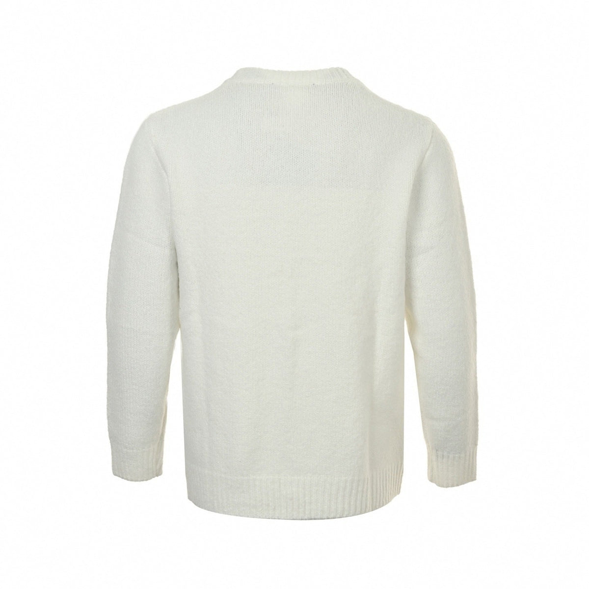 Pearl-Embellished Crown Motif Wool Knit Sweater – Ivory White