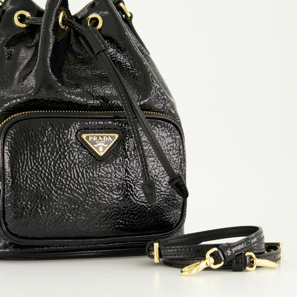 Patent Leather Bucket Bag (Black)