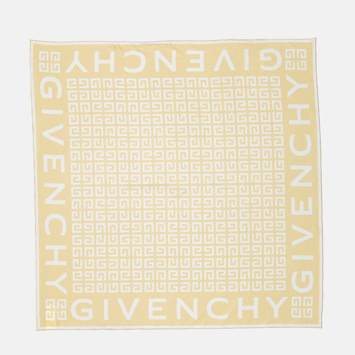 Monogram Border Scarf – Cream & White