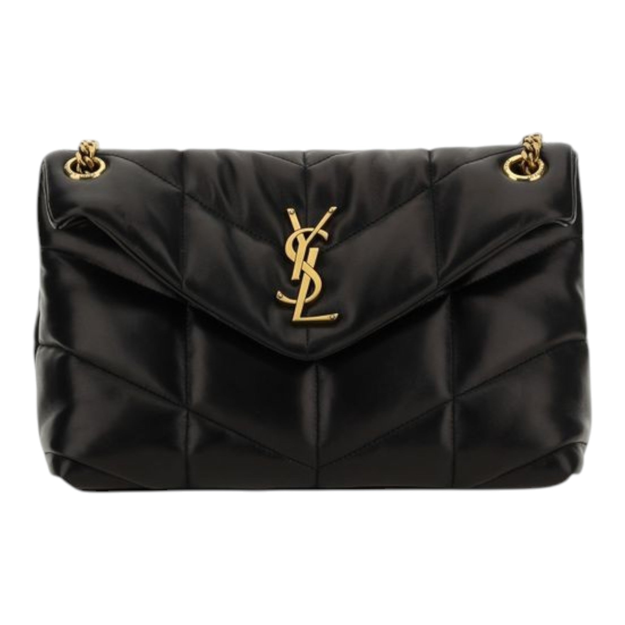 Saint Laurent Black Loulou Puffer Shoulder  Bag