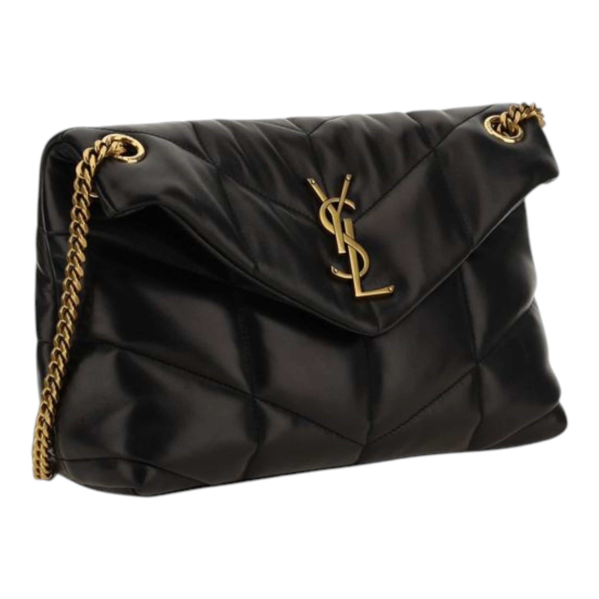 Saint Laurent Black Loulou Puffer Shoulder  Bag