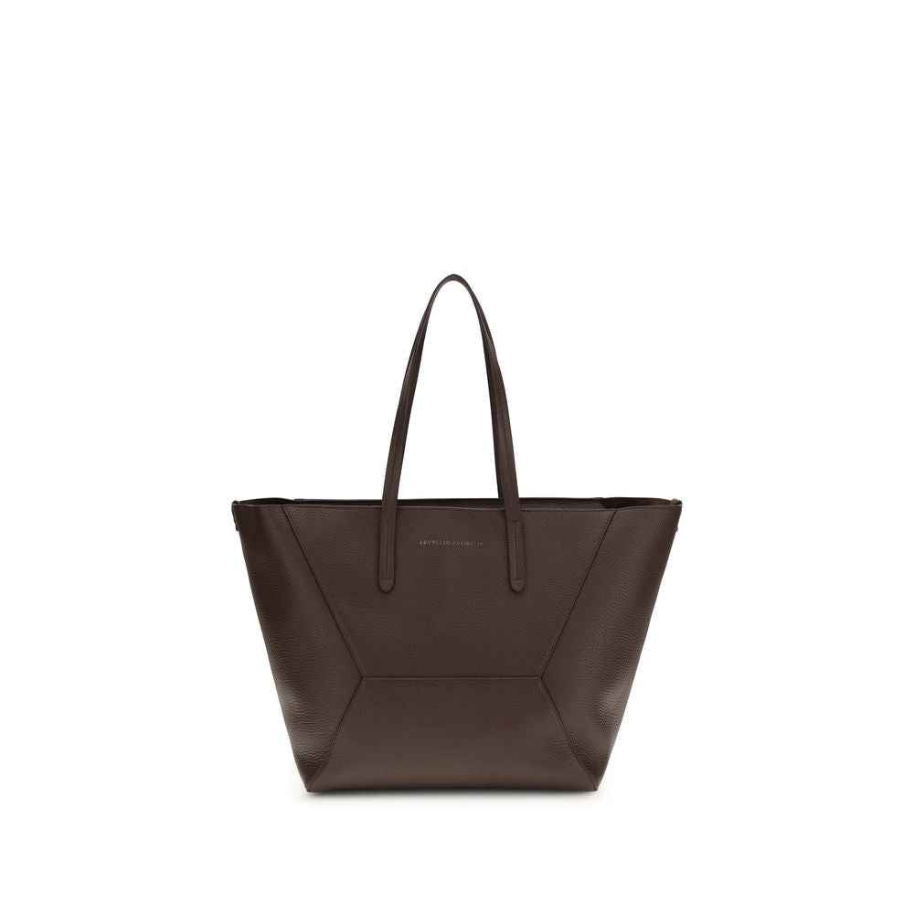 Brunello Cucinelli Brown  Hammered Leather Tote