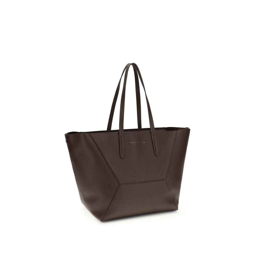 Brunello Cucinelli Brown  Hammered Leather Tote