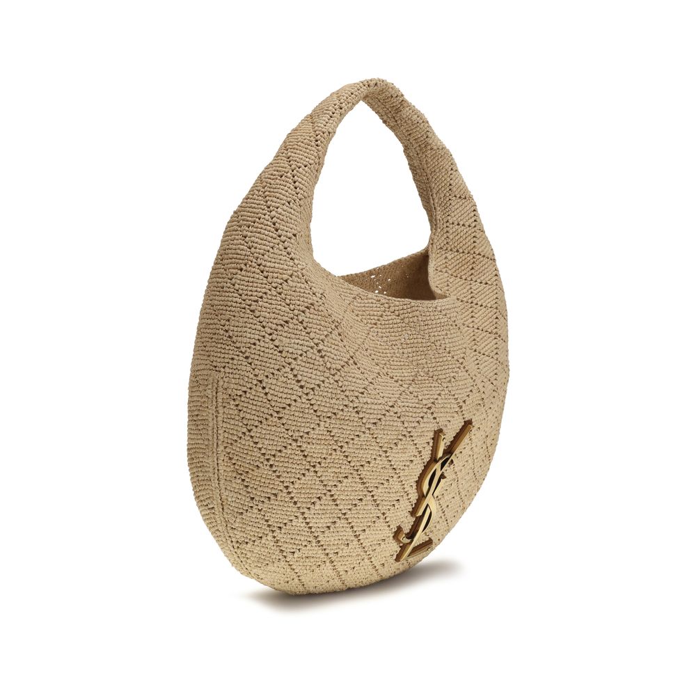 Saint Laurent Beige Raffia Icare Hobo Bag