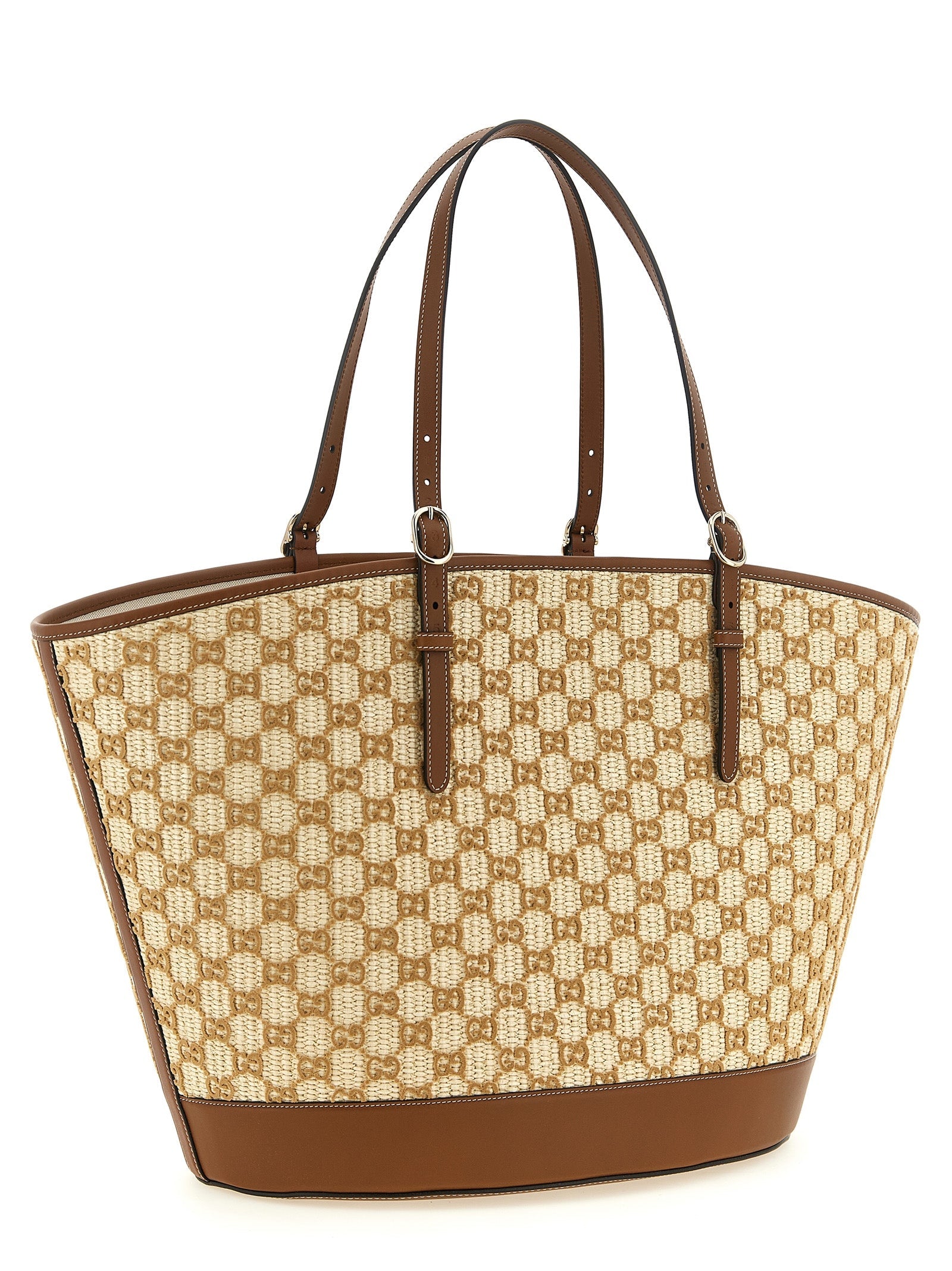 Gucci Brown Raffia Tote Bag