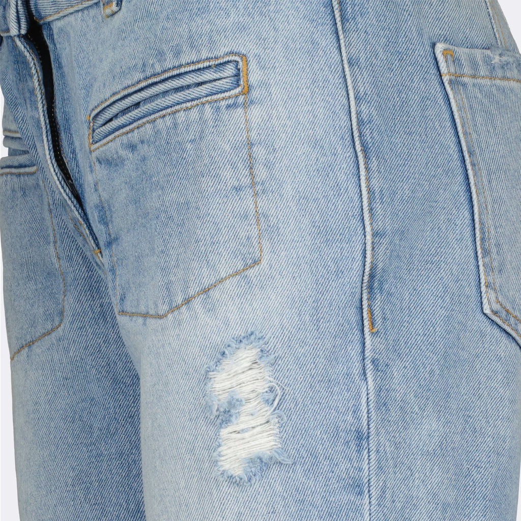 Distressed Flared Denim Jeans