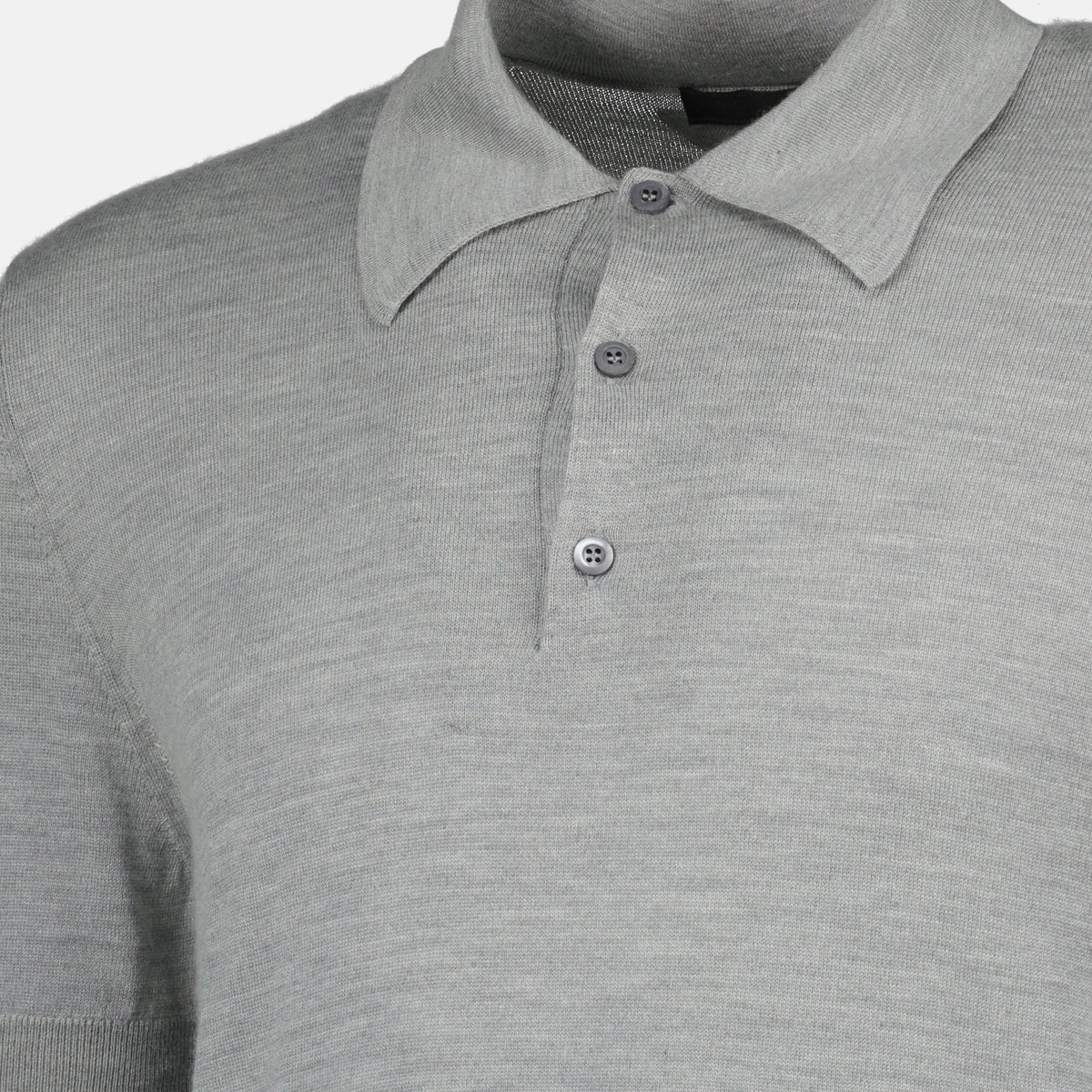 Prada Cashmere & Silk Knit Polo Shirt in Light Grey