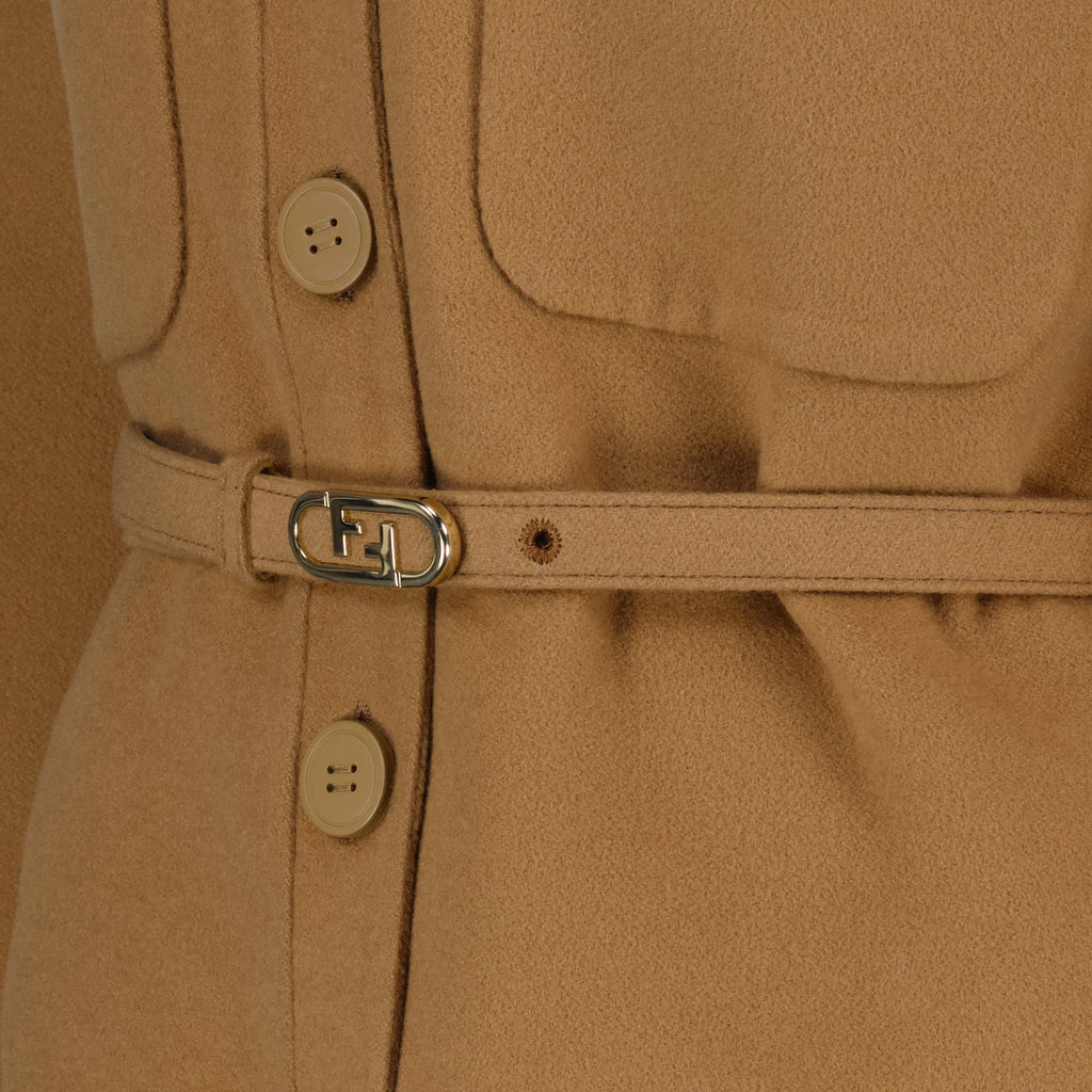 Camel Belted Overshirt Jacket