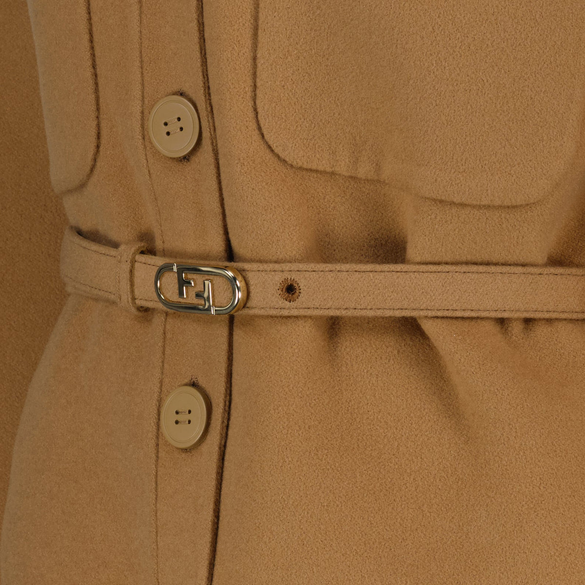 Camel Belted Overshirt Jacket