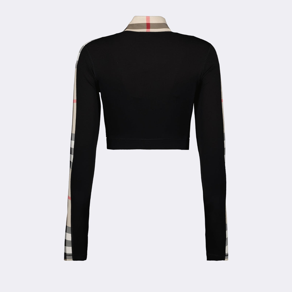 Check Panel Cropped Zip-Up Jacket