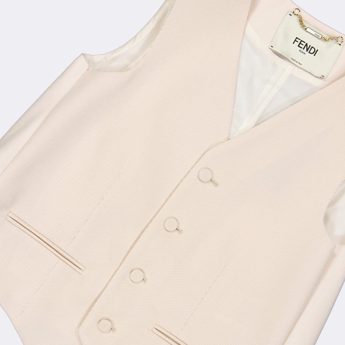 Ivory Draped Tailored Waistcoat