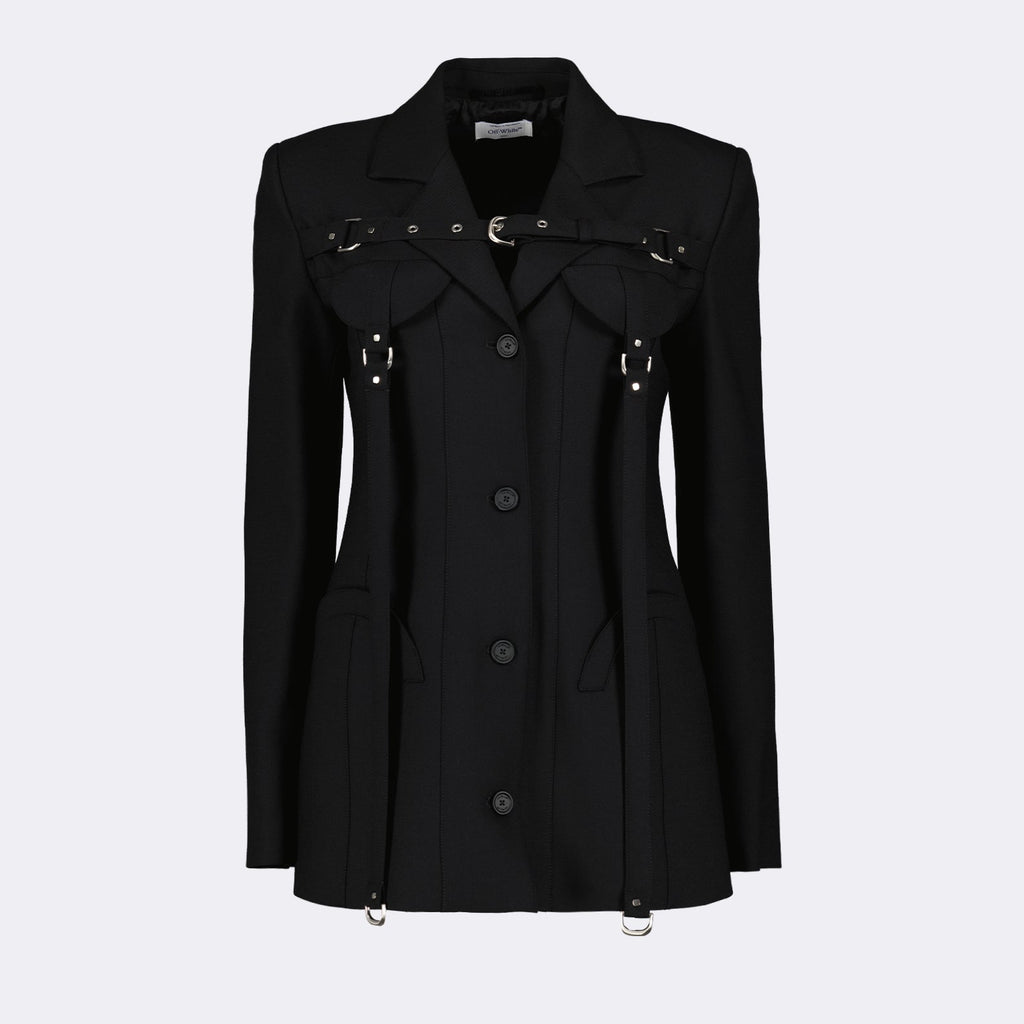 Harness-Detail Tailored Blazer Dress
