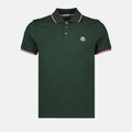 Moncler Forest Green Polo Shirt with Signature Tricolor Detail