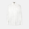 White Silk Button-Up Shirt