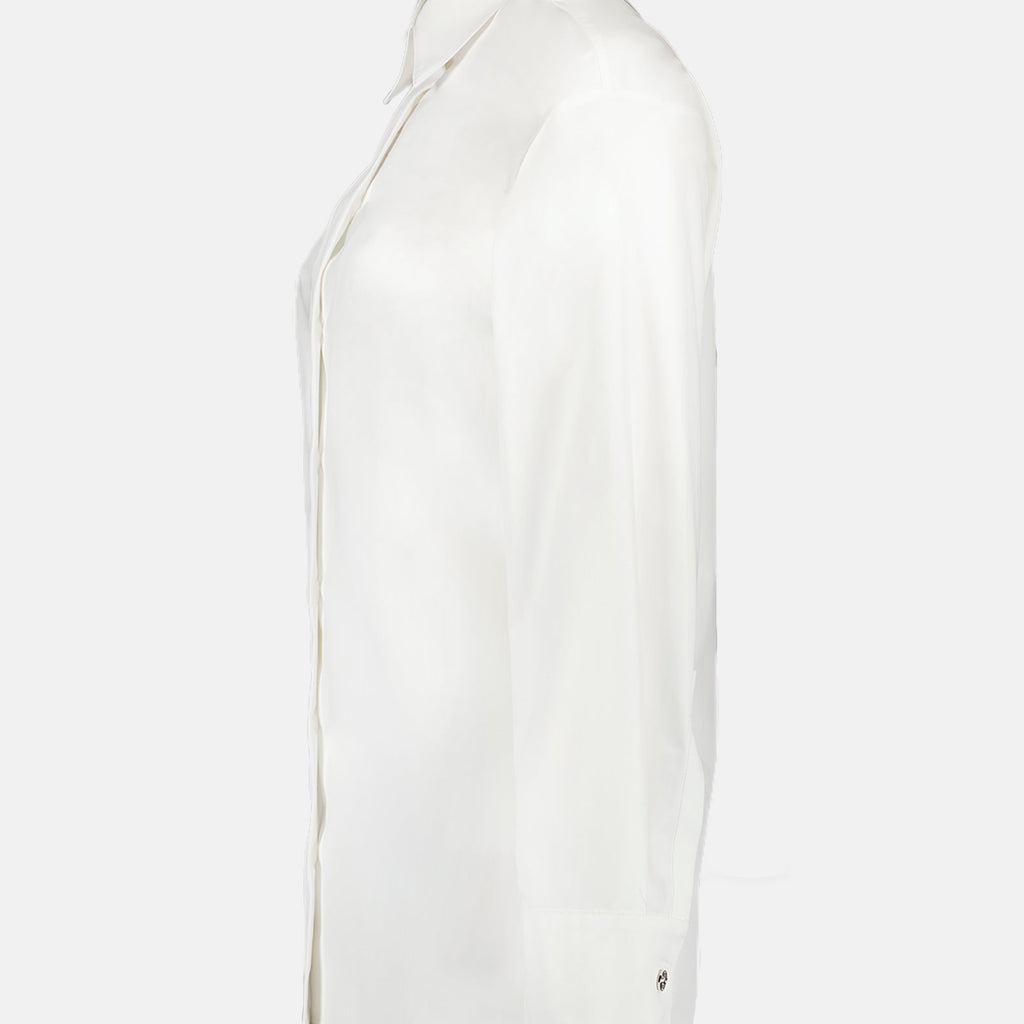 White Silk Button-Up Shirt