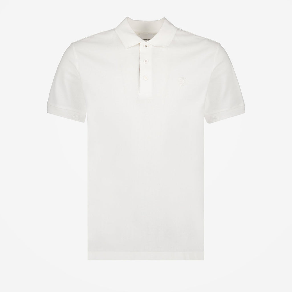 White Polo with Check Placket Detail