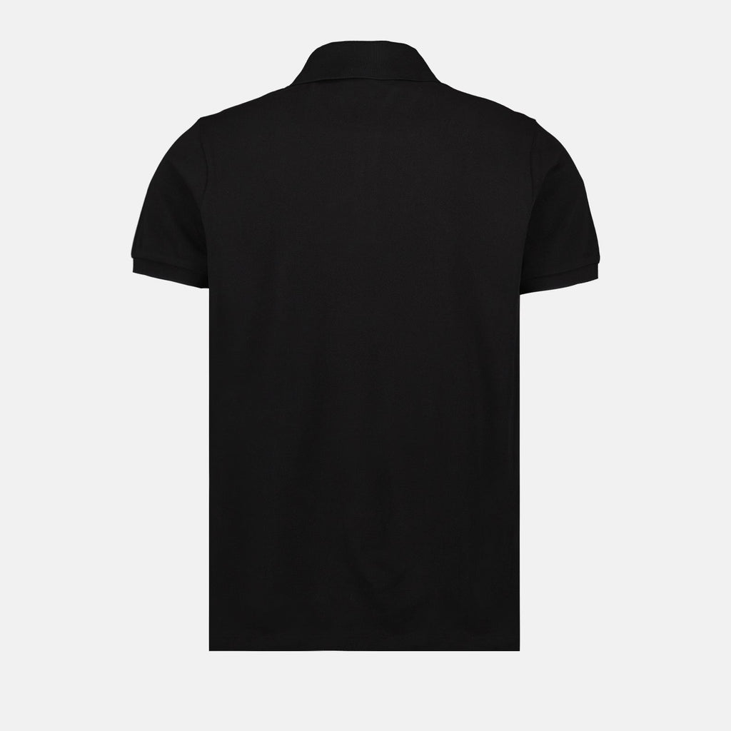 Moncler Black Polo Shirt with Statement Embroidered Logo