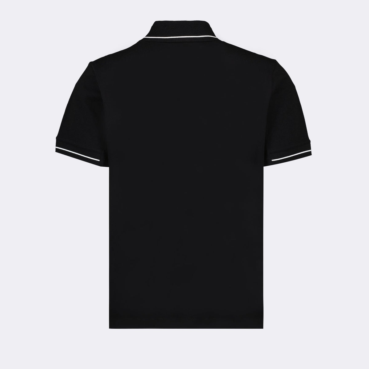 Moncler Black Polo Shirt with Tonal Logo and Contrast Trim