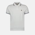 Moncler White Polo Shirt with Contrast Navy Trim