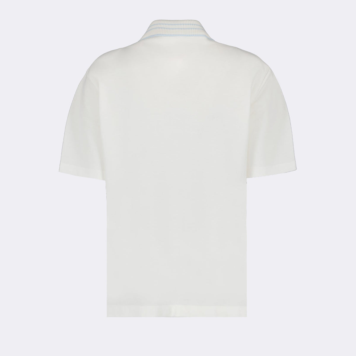 White Polo Shirt with Subtle Stripe Collar