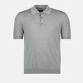 Prada Cashmere & Silk Knit Polo Shirt in Light Grey