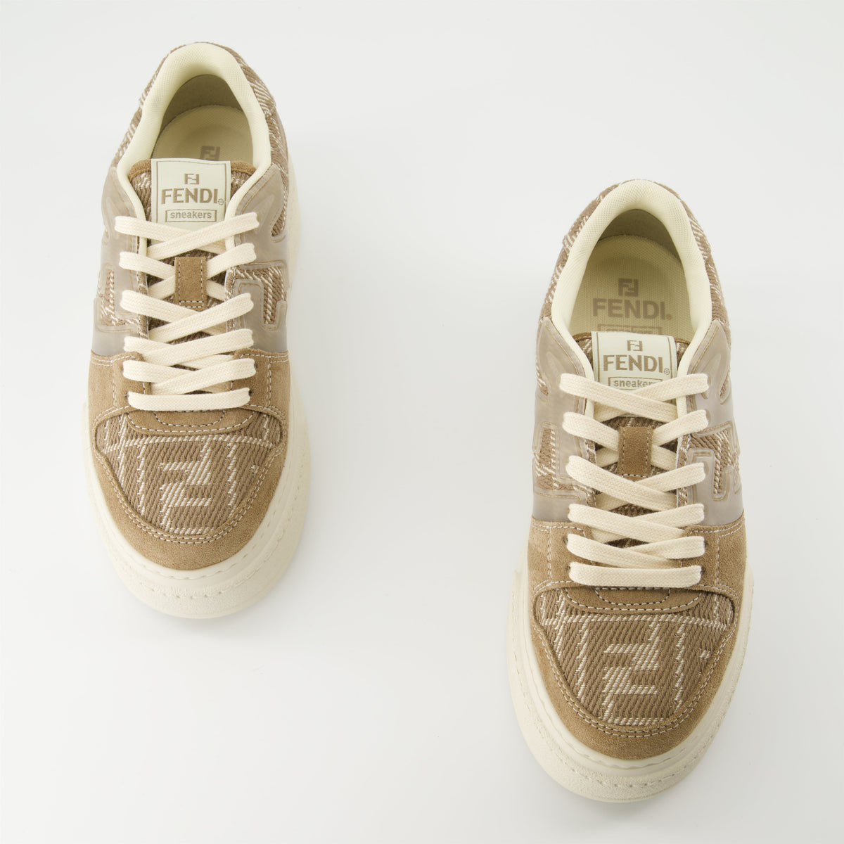 Platform Sneakers Beige Jacquard
