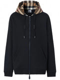 Check-Pattern Hooded Zip-Up Sweatshirt