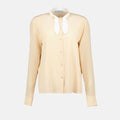 Cream Silk Bow Collar Blouse
