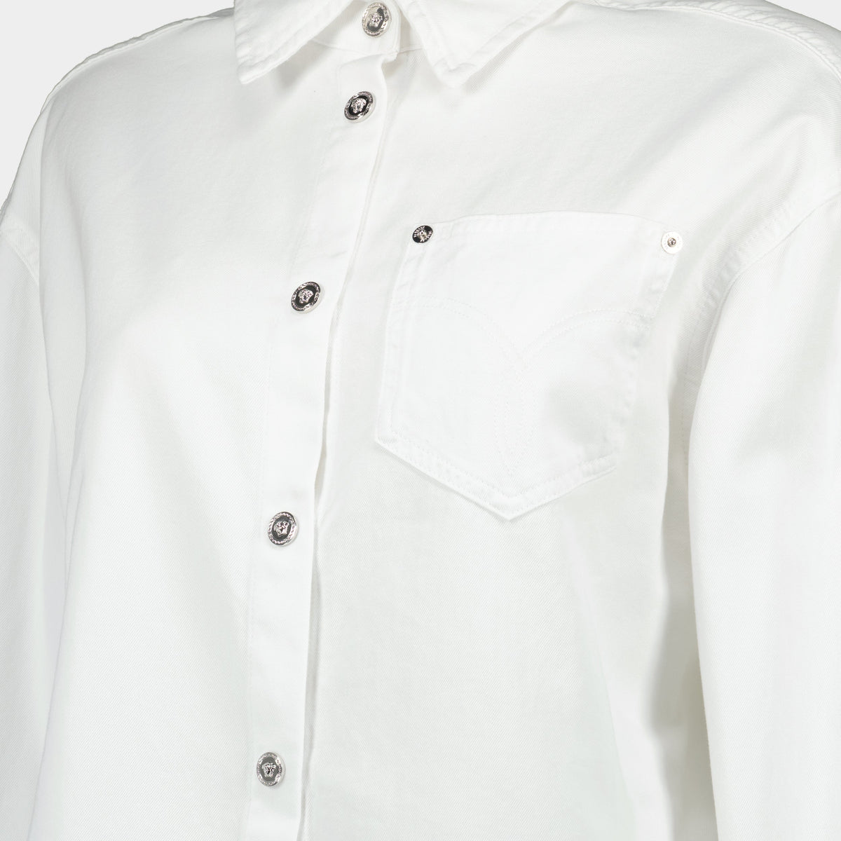 Cropped White Button-Up Shirt