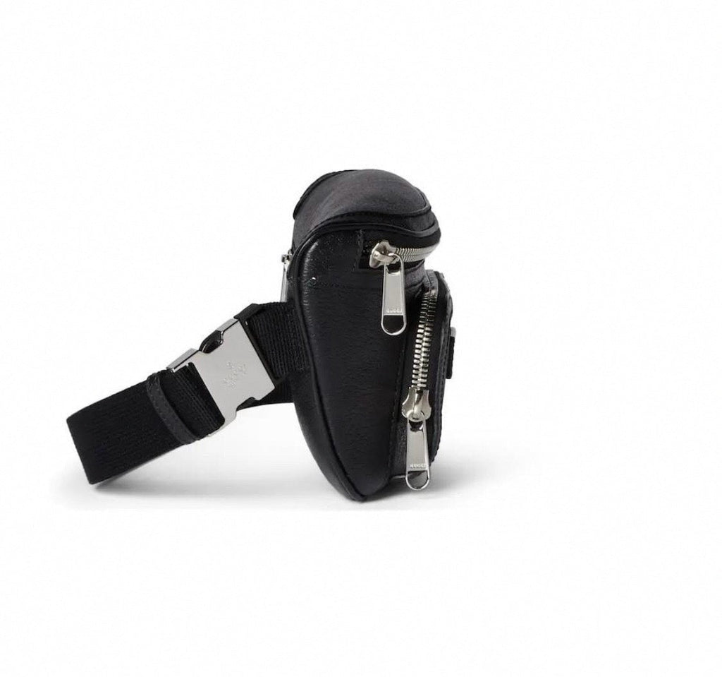 Black Leather Belt Bag
