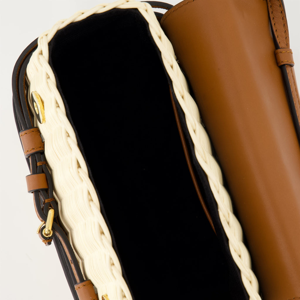 Tie Me Leather shoulder bag (Wicker & Leather)