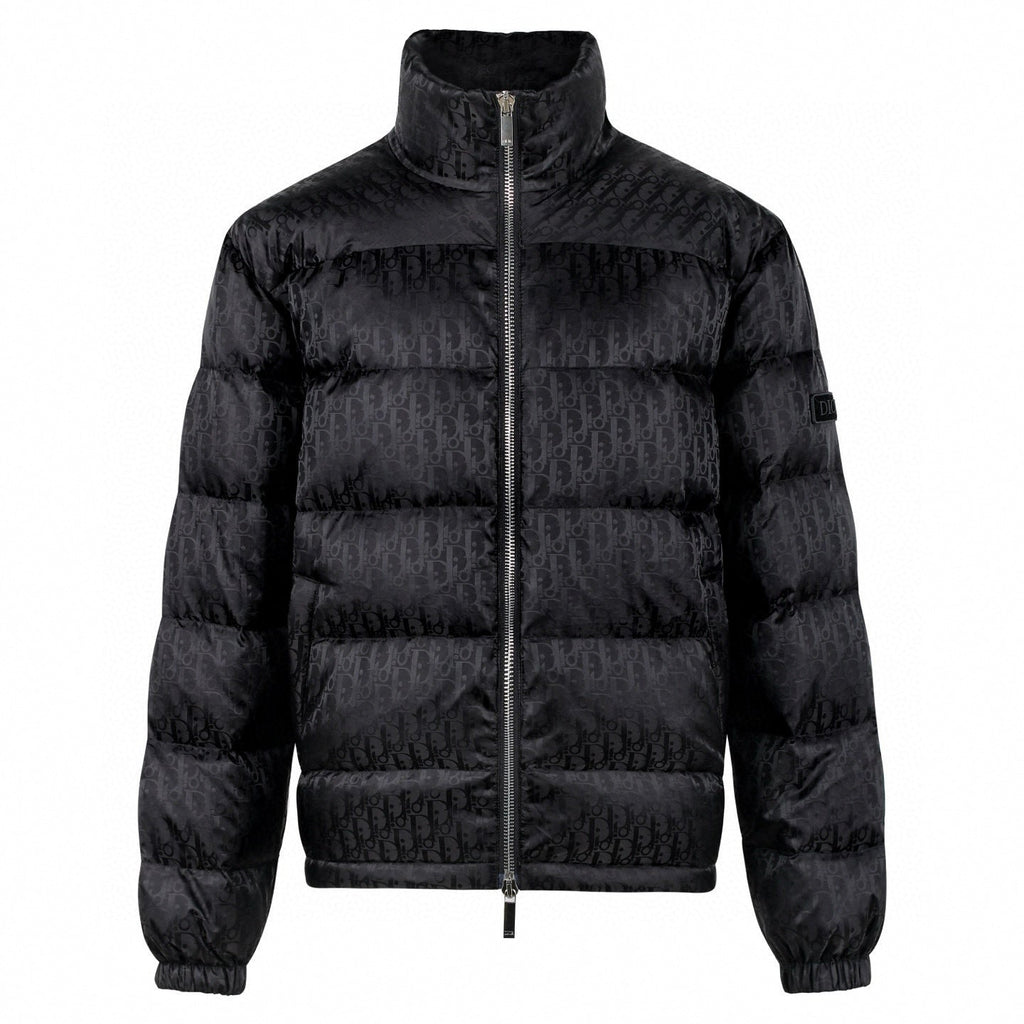 Oblique Quilted Down Jacket – Black